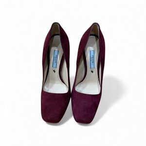 Prada Elegant Burgundy Suede high heels  34